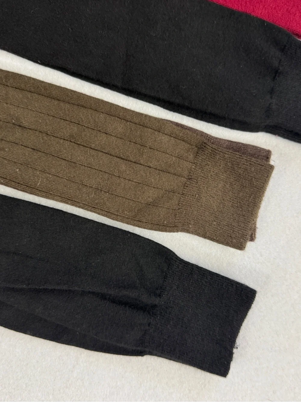 Assorted Ribbed and Solid Knee-High Socks - Red, Black, Brown, Tan 5 pairs